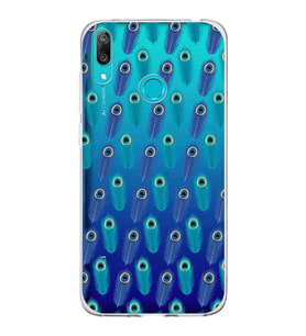 PrintiFy Huawei Y7 2019 ile Uyumlu 1mm Slim Fit Nazar Boncuğu 4 Baskılı Şeffaf  Kılıf