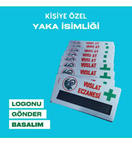 Düz model yaka isimliği 10 Adet (Silver)