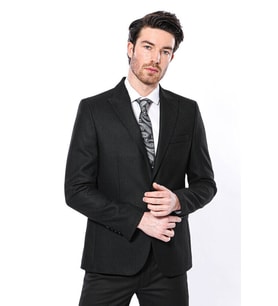 Sivri Yaka Tek Düğme Siyah Slim Fit Ceket  Wessi