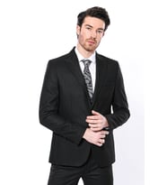 Sivri Yaka Tek Düğme Siyah Slim Fit Ceket  Wessi