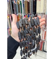 Tibet Akik Taşı Silindir Kesim Mat Siyah Beyaz 15x40mm Doğal Taş Dizi