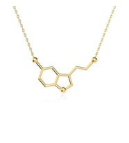 Serotonin Mutluluk Hormonu Altın Kaplama Gümüş Kolye (Gold)