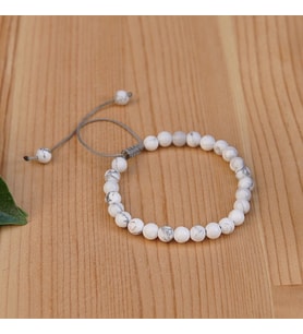 Beyaz Havlit Doğal Taş Bileklik  - 4mm