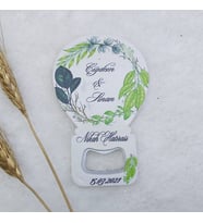 30 Adet Yeşil Çiçekli Baskılı Balon Açacak Magnet 11x7 Cm Uv Nişan Hediyeliği Nikah Şekeri-
