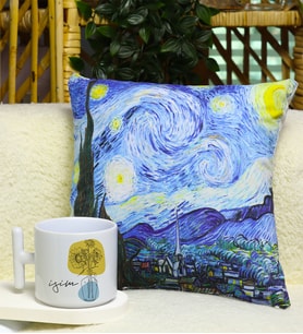 Van Gogh Art Yastık & Kupa Hediye Seti (Lacivert)