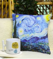 Van Gogh Art Yastık & Kupa Hediye Seti (Lacivert)