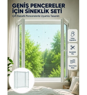 Çift Kanatlı Pencere Sineklik Seti Kesilebilir Koruyucu File