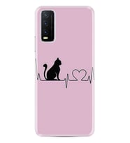 Vivo Y20 Kılıf Desenli Silikon Pink Cat Heart 1303