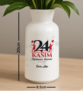 BK Gift Kişiye Özel Öğretmenler Günü Tasarımlı Seramik Vazo-18, Ev Hediyesi, Öğretmene Hediye