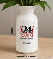 BK Gift Kişiye Özel Öğretmenler Günü Tasarımlı Seramik Vazo-18, Ev Hediyesi, Öğretmene Hediye