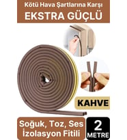 2 Metre Kahve Pvc Doğrama Kapı Pencere Soğuk Geçirmez Sızdırmaz İzolasyon Fitil Yapışkanlı 1x2=2 mt