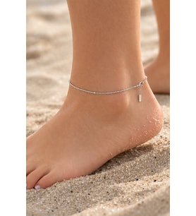 ÇELİK GÜMÜŞ RENK TOPLU, İNCE ZİNCİRLİ HALHAL 21+6CM ACR3135
