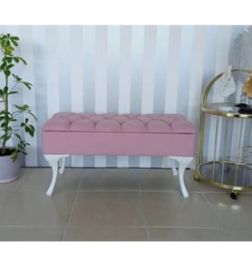 Lüks Yarım Sandıklı Kapitoneli Dekoratif Puf 100cm (Pembe)