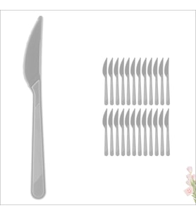 Plastik Bıçak, Gümüş - 25 Adet (STD)