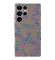 Samsung Galaxy S23 Ultra Uyumlu Lansman Kılıf Hello Kitty Tasarımlı İçi Kadife Kapak-Gri (Şeffaf)