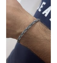 Gümüş Kazaziye El Örgüsü Bileklik BIL2010 : Gümüş - 21 cm : Siyah - 18 cm : Siyah - 21 cm (Siyah)