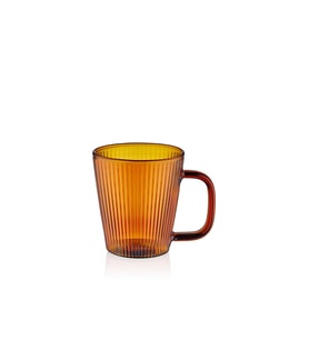 The Mia Striped Borosilikat Cam Kupa Amber 130 ml