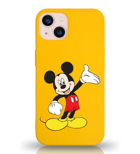 Apple iPhone 13 Uyumlu Lansman Kılıf Mickey Mouse Tasarımlı Altı Kapalı İçi Kadife Kaplı  Kapak (Şeffaf)