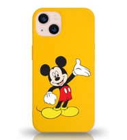 Apple iPhone 13 Uyumlu Lansman Kılıf Mickey Mouse Tasarımlı Altı Kapalı İçi Kadife Kaplı  Kapak (Şeffaf)
