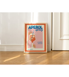 ÇERÇEVELİ Aperol Spritz Kokteyl Baskısı, Vintage Tarz Bar Posteri, Retro Alkol Poster İllüstrasyonu