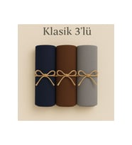 Penye Pamuksu Şal Klasik 3 lü Set (Lacivert)