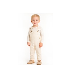 Unisex 1-4 Yaş Renkli Ham Salopet (Krem)