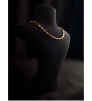 Dikdörtgen Zincirli Gold Çocuk Çelik Kolye 777 Serisi