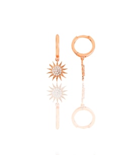 Gümüş rose zirkon taşlı güneş küpe SGTL11547ROSE