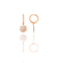 Gümüş rose zirkon taşlı güneş küpe SGTL11547ROSE