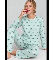 Night Yeşil Kadın Comfort Esnek Pijama Takımı 4801