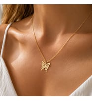 Kişiye Özel Minimal Kelebek Kolye 925K Gümüş (Gold)