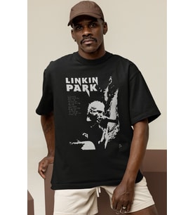 Tasarım Linkin Park Rock Metal Müzik Grubu Baskılı Unisex Oversize Tişört
