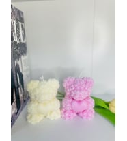 ROSE TEDDYBEAR DEKORATİF KOKULU MUM (pembe)