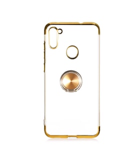 Galaxy A11 Kılıf Gess Kenarları Renkli Yüzük Aparatlı Kılıf (Gold)