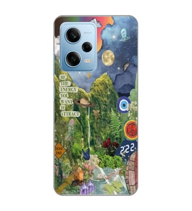 Redmi Note 12 Pro 5G Uyumlu Doğa Kolaj Aesthetic Tasarımlı Şeffaf Telefon Kılıfı