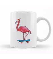 Cute Santa Hat Flamingo Skateboard Christmas Kupa Bardak Porselen