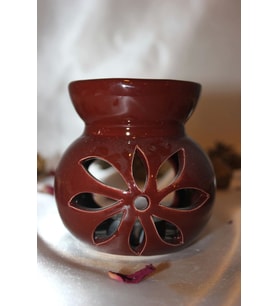 Buhardanlık Ebru Boyama Lotus Çiçeği Seramik Buhurdanlık Hand Made El İşi 1 (KAHVE)