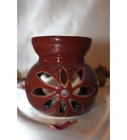 Buhardanlık Ebru Boyama Lotus Çiçeği Seramik Buhurdanlık Hand Made El İşi 1 (KAHVE)