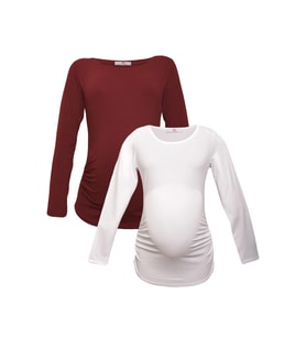 LuvmaBelly MYRA2303_2308 Hamile tshirt seti (Kırmızı-Beyaz)