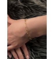 14 Ayar Altın Omega Kilit Detaylı Ataç Bileklik 5 mm (Sarı)