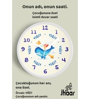İsme Özel Sevimli Balina Çocuk Odası Duvar Saati Orta Boy 30 cm Beyaz Camlı Sessiz