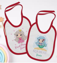 BK Kids Kişiye Özel Küçük Deniz Kızı ve Prenses Tasarımlı 2’li Kırmızı Mama Önlüğü-1