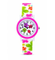 Çiçek Desenli Pembe Kız Çocuk Kol Saati Analog Saat ST-304421