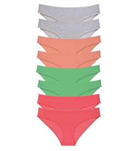 Mulvxbrf Brf02 8 Adet Süper Eko Set Likralı Kadın Slip Külot Gri Pudra Yeşil Fuşya (Mulvix)