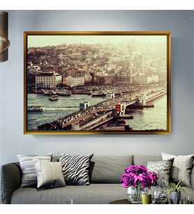Tablore Tarihi Galata Köprüsü Ve Haliç Manzaralı Çerçeveli Kanvas Tablo Modern Salon Dekoru