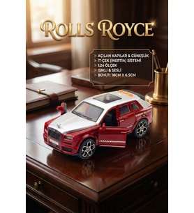 Rolls Royce Tarzı Lüks Makam Aracı Kırmızı - Sesli Işıklı Kapıları Açılan Sürtmeli Oyuncak Araba