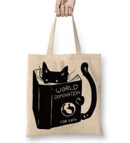 Kitap Okuyan Kedi Cats Bez Çanta Uzun Saplı