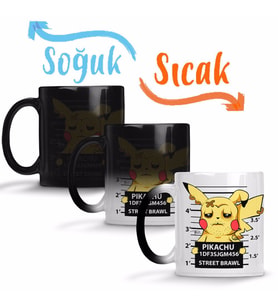 Pikachu Bad Boy Pokemon Sihirli Kupa Bardak Porselen