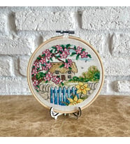 Seretamin Handmade İlkbahar Manzaralı Kanaviçe Nakışlı Duvar Süsü