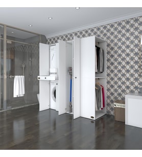 Kenzlife çamaşır-kurutma makinesi dolabı ve giysi dolabı çekmeceli eşari sağ byz 187*160*60  banyo (Beyaz)
